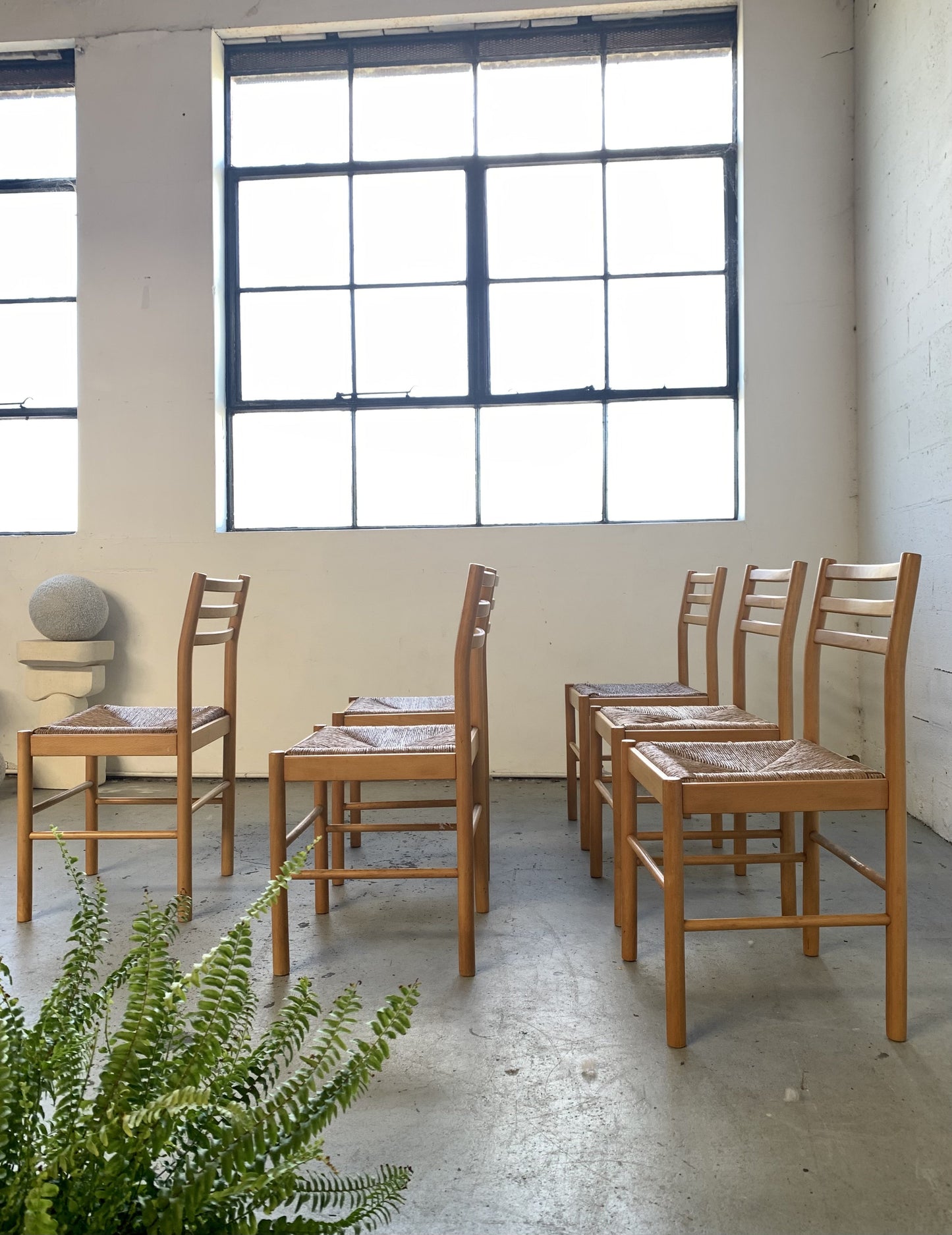 Set of Six Rush Dining Chairs