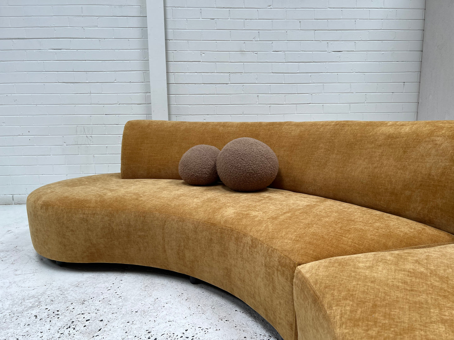 = Bespoke Mustard Curved Sofa Set