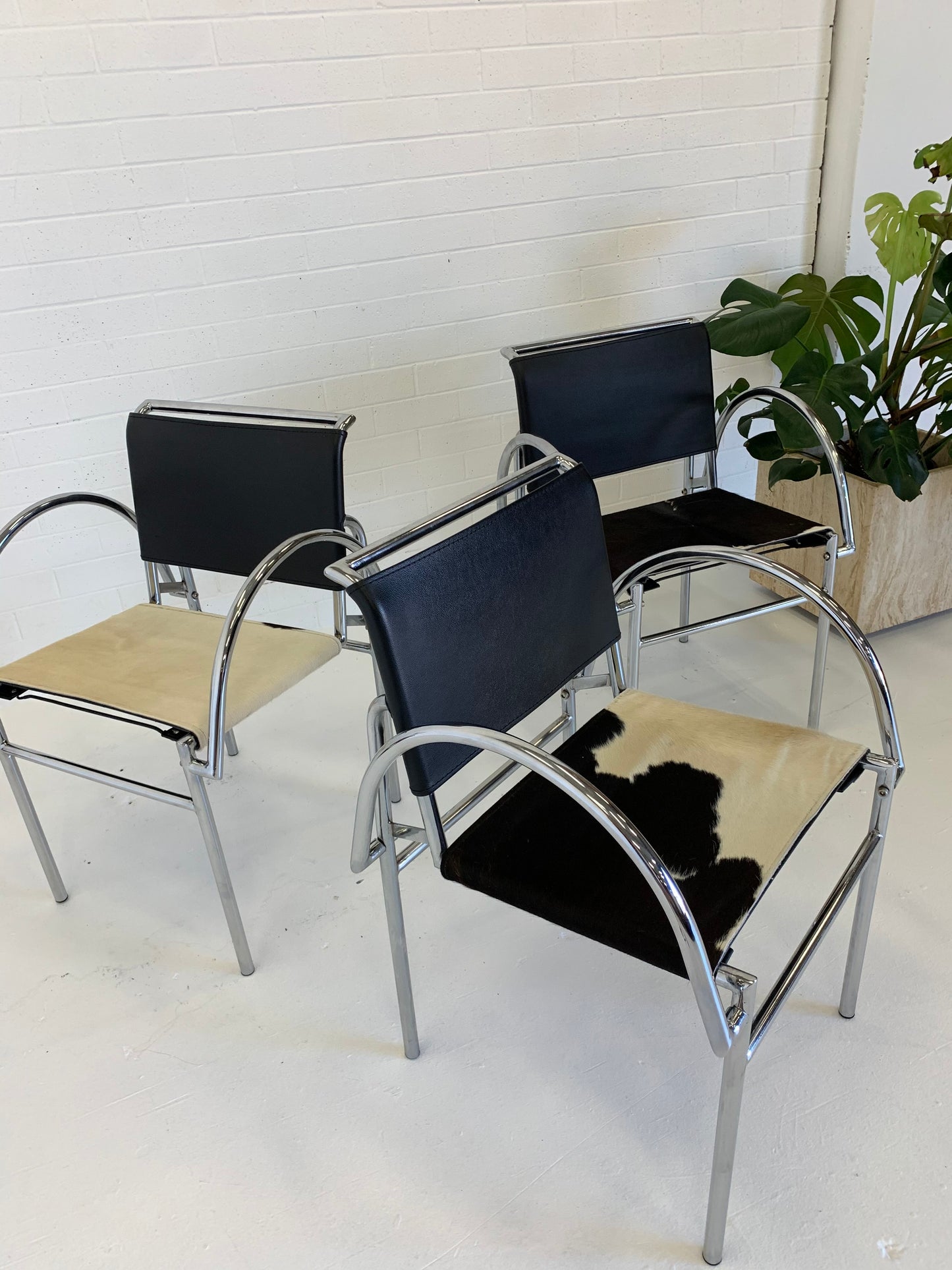 Tubular Chrome Chair with Cowhide Seat