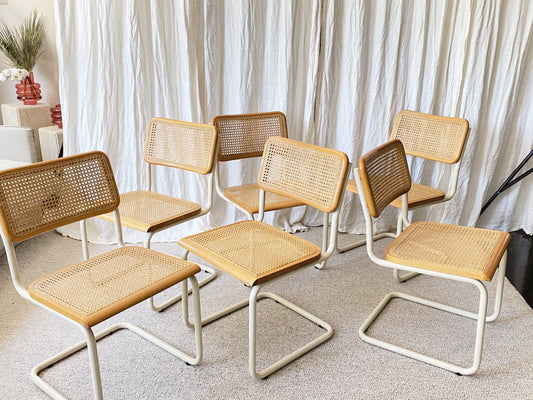 Set of 6 Cesca style rattan dining chairs