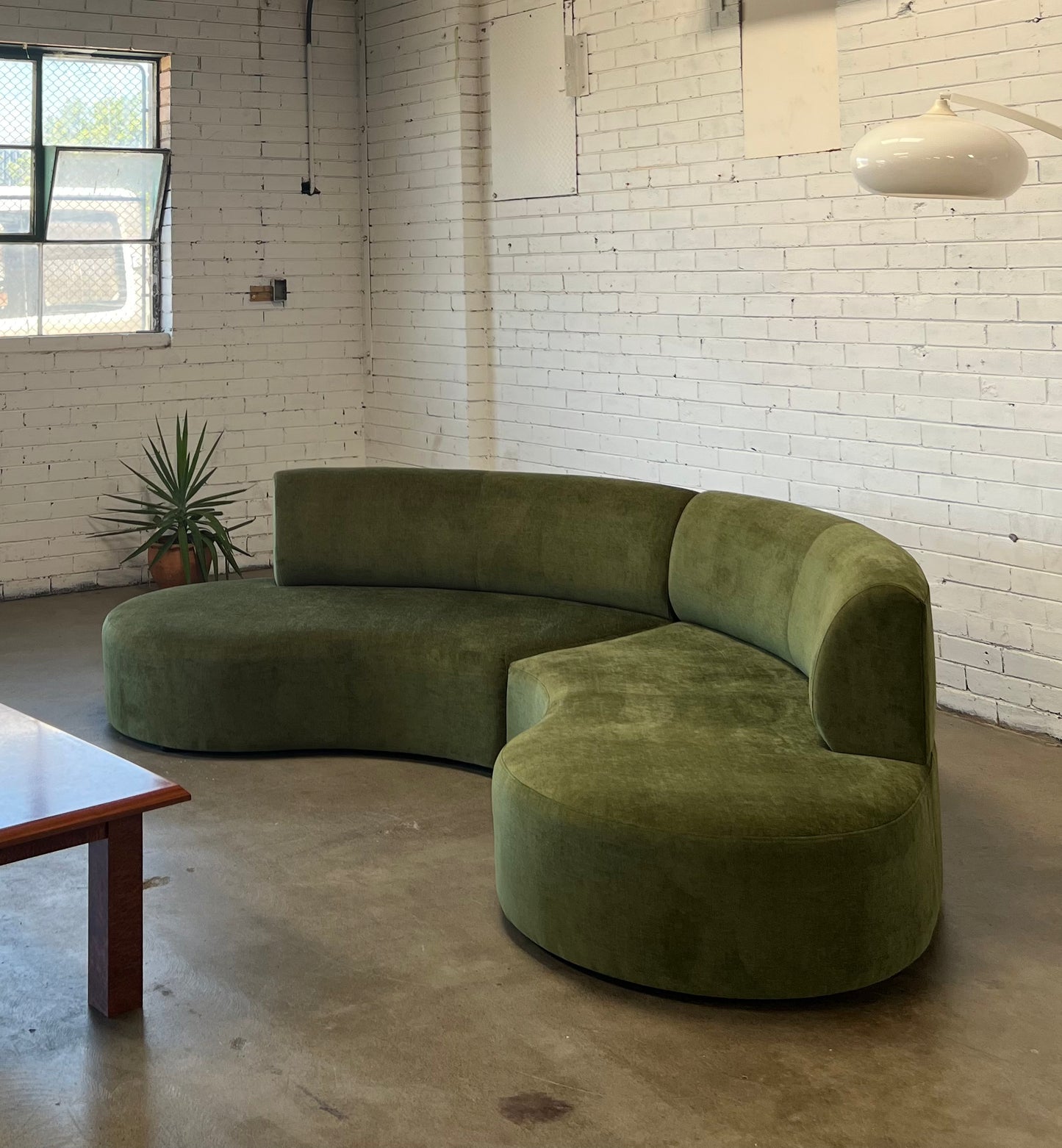 Bespoke Curved Sofa in Deep Botanical Green