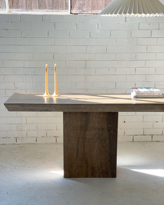 Brutalist Travertine Hall table