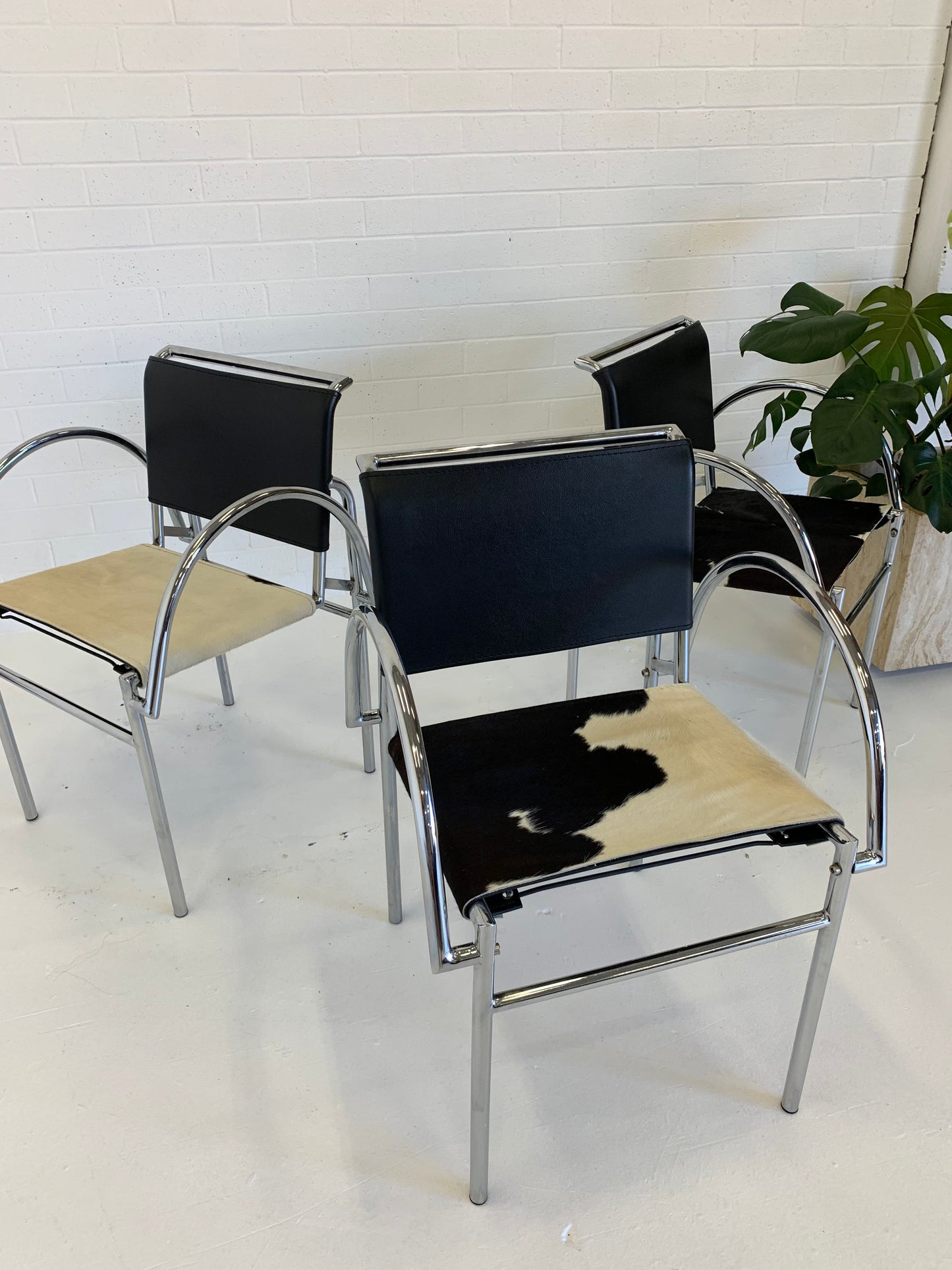 Tubular Chrome Chair with Cowhide Seat