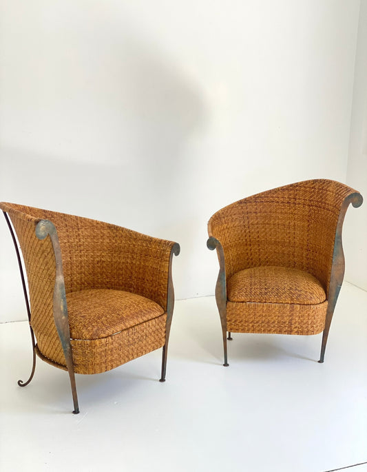 - Art Nouveau Style Rattan Chairs - Two Available