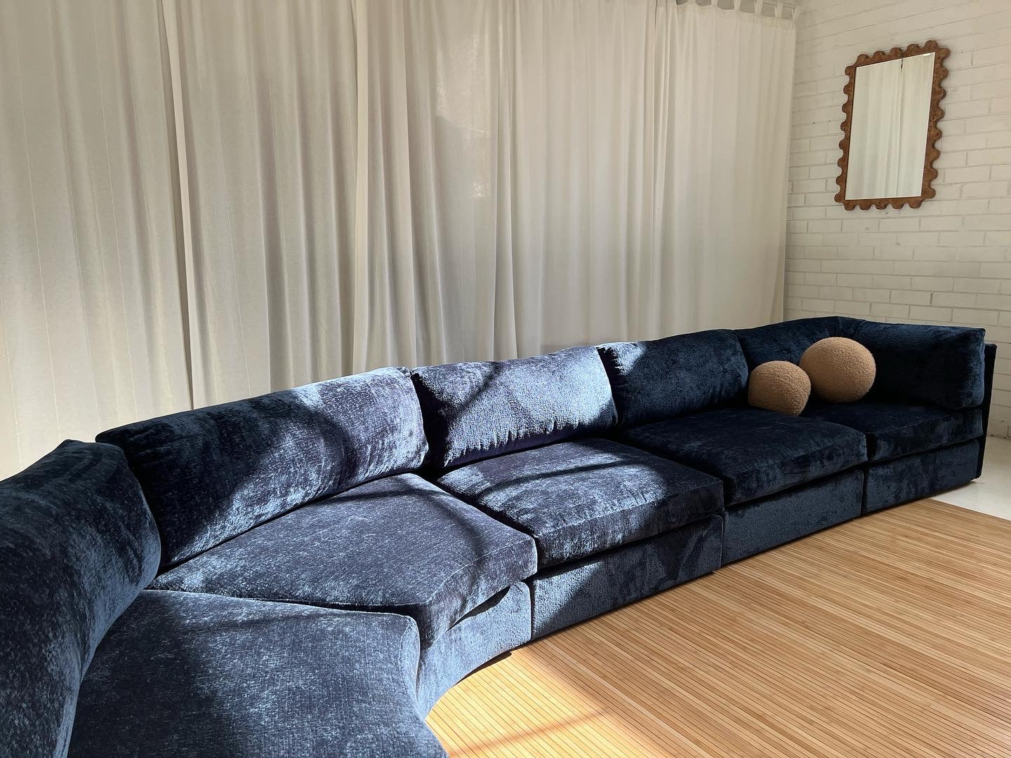 - Bespoke Curved Midnight Chenille Modular Sofa