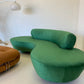 Stunning Green Curved Velvet Sofa