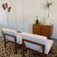 Mid Century European Armchair Reupholsteted in Cream Boucle