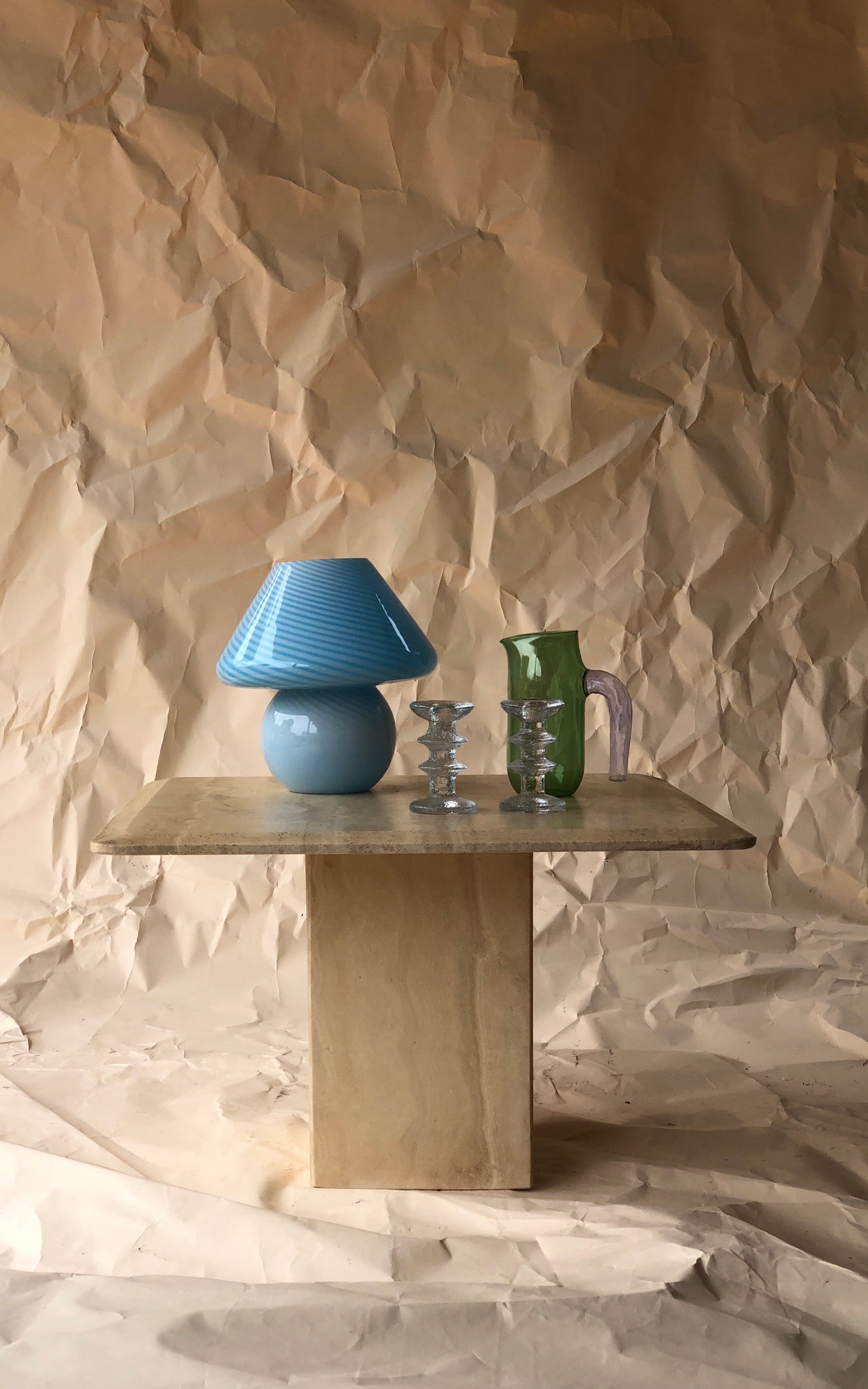 Vintage Murano Blue Glass Mushroom Lamp