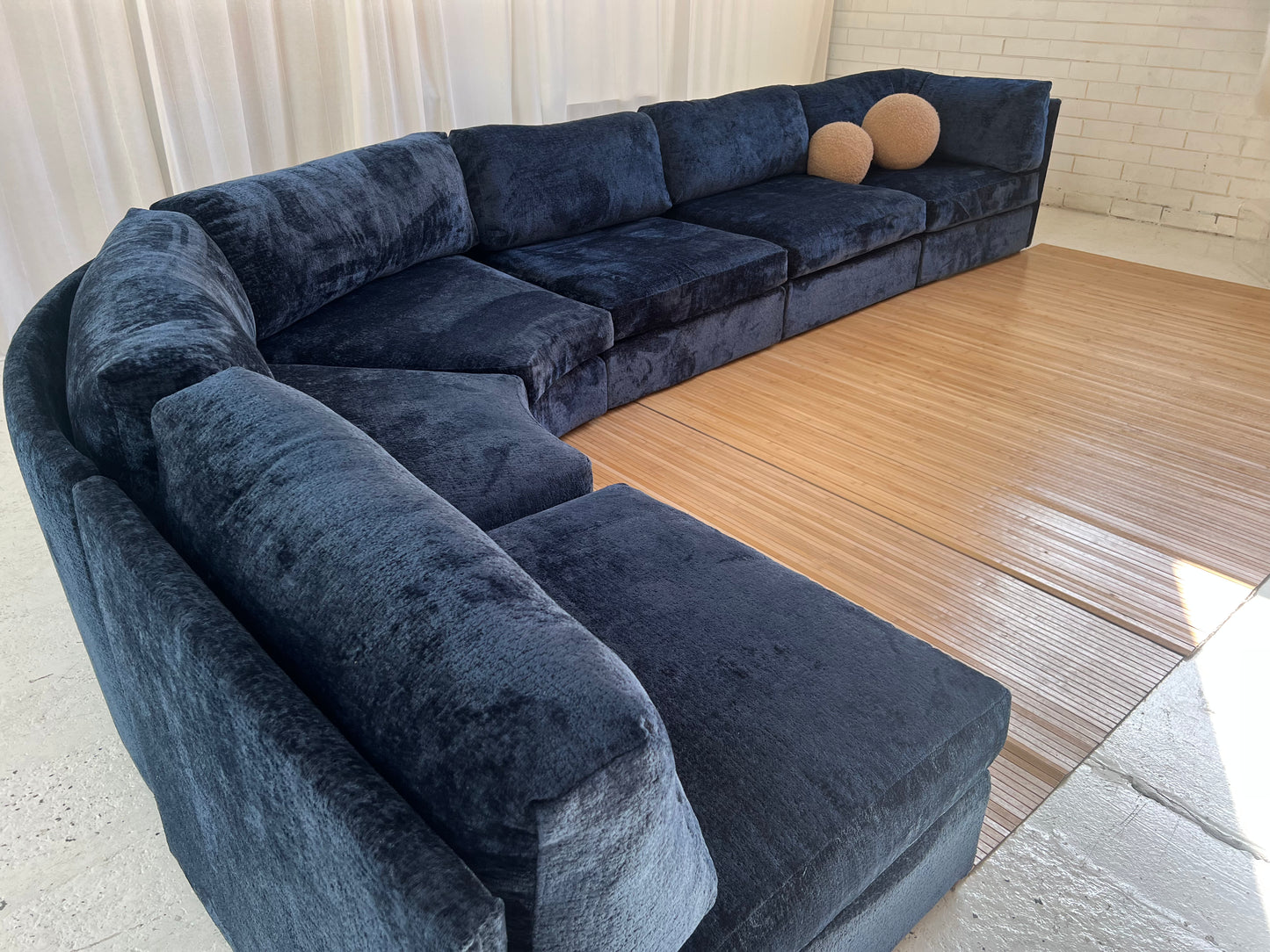 - Bespoke Curved Midnight Chenille Modular Sofa