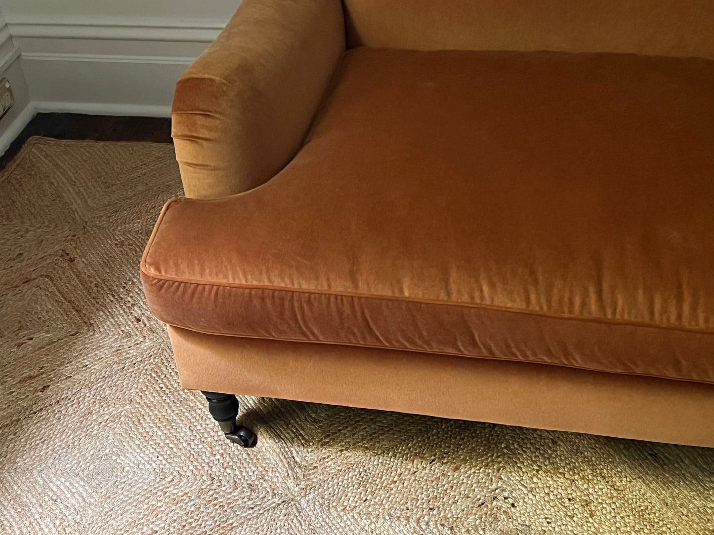 - Custom British Howard & Sons-Style Sofa in Ginger Velvet