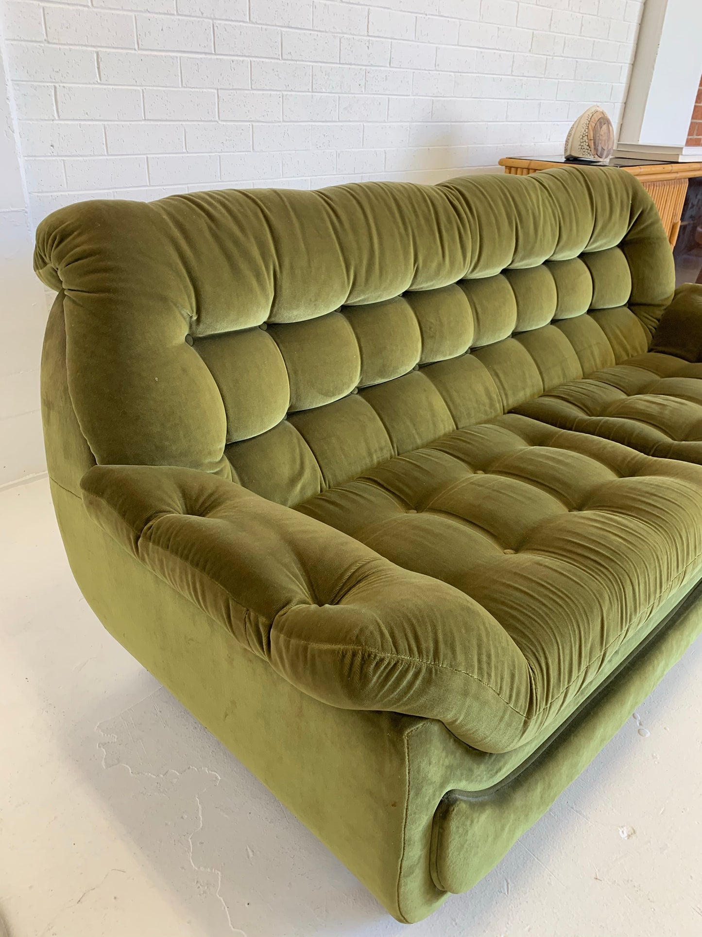 Vintage Green Velvet Sofa