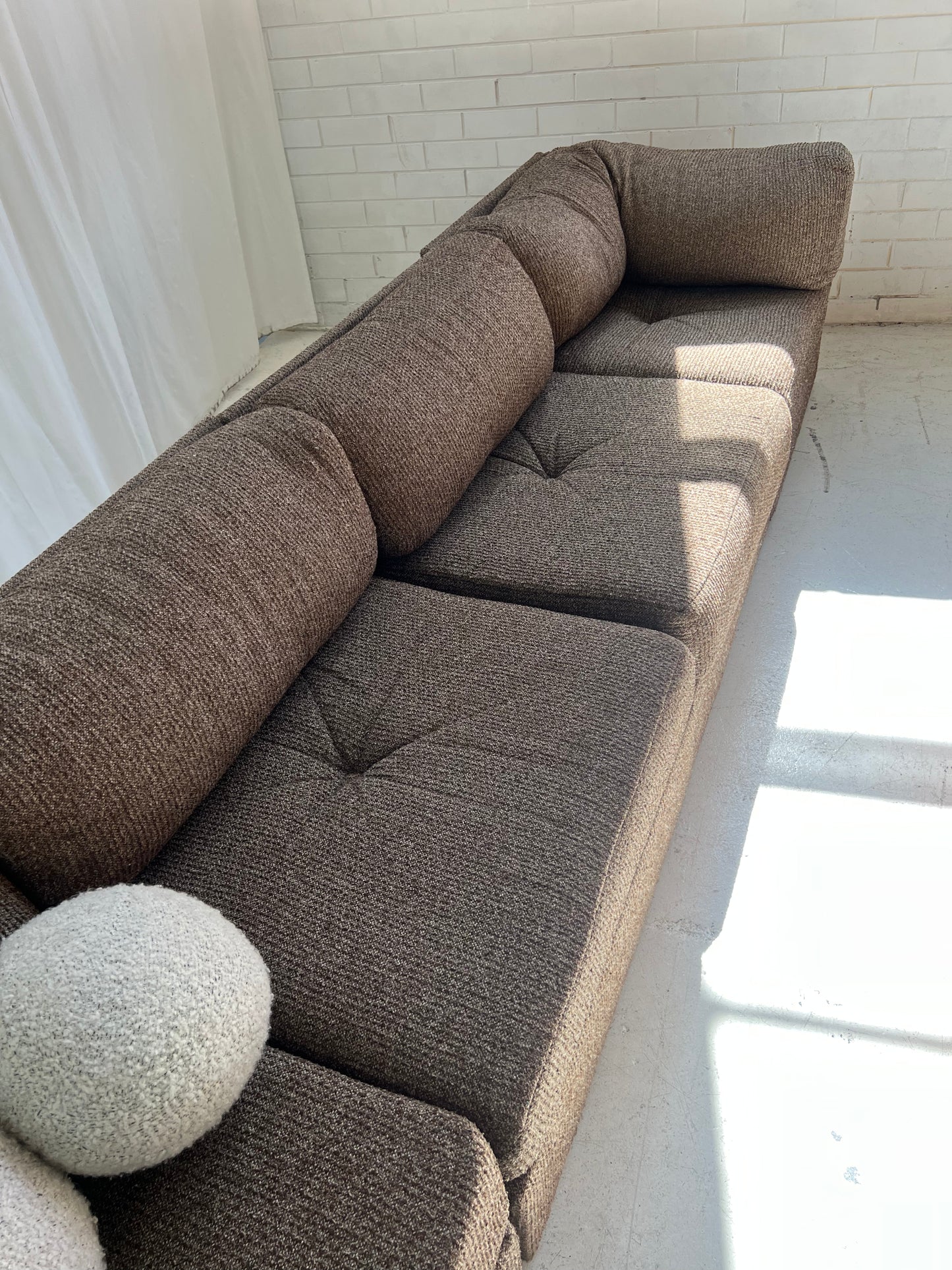 - Vintage Brown Tweed Playpen Modular Sofa