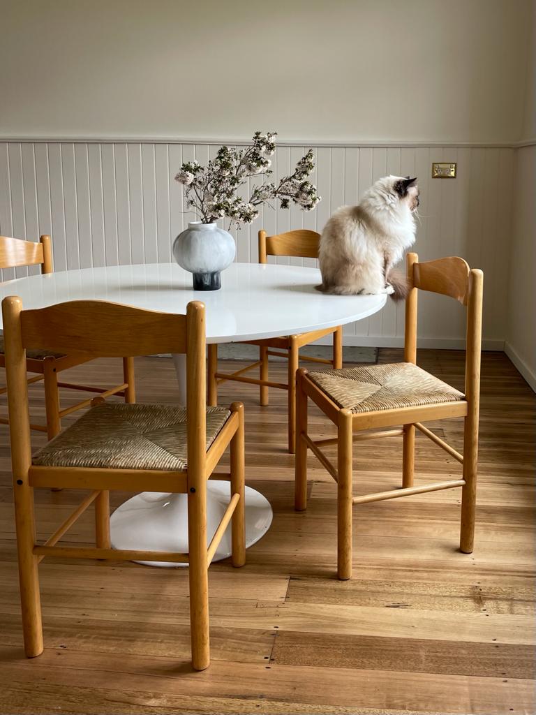Vintage timber rush dining chairs