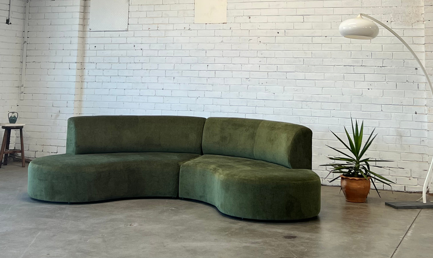 Bespoke Curved Sofa in Deep Botanical Green