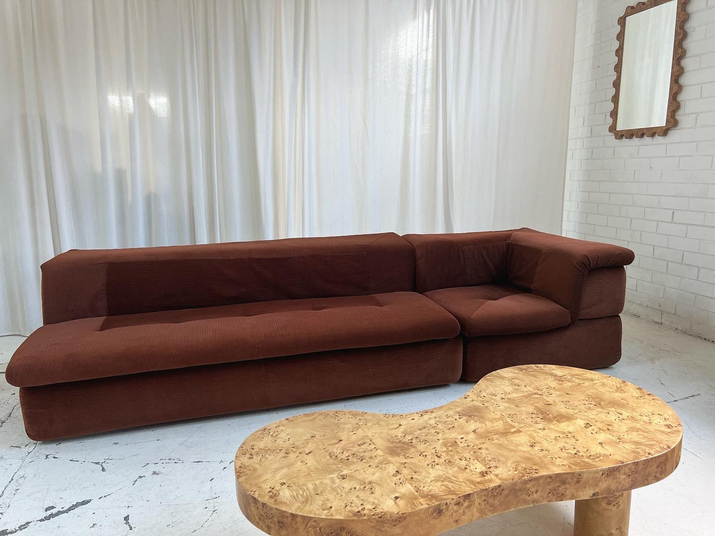 Vintage Fler Choc Velvet Modular Sofa / Bed