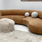 Curved Dark Caramel Chambray Velvet Sofa