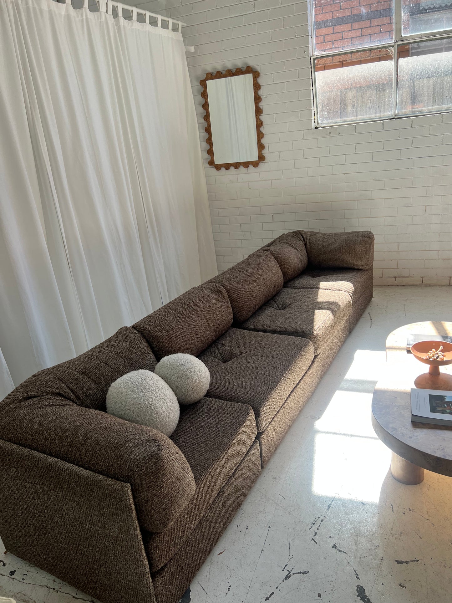 - Vintage Brown Tweed Playpen Modular Sofa