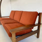 Mid Century Rust Velvet Plank Sofa
