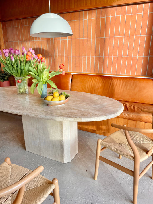 Italian Travertine Dining Table