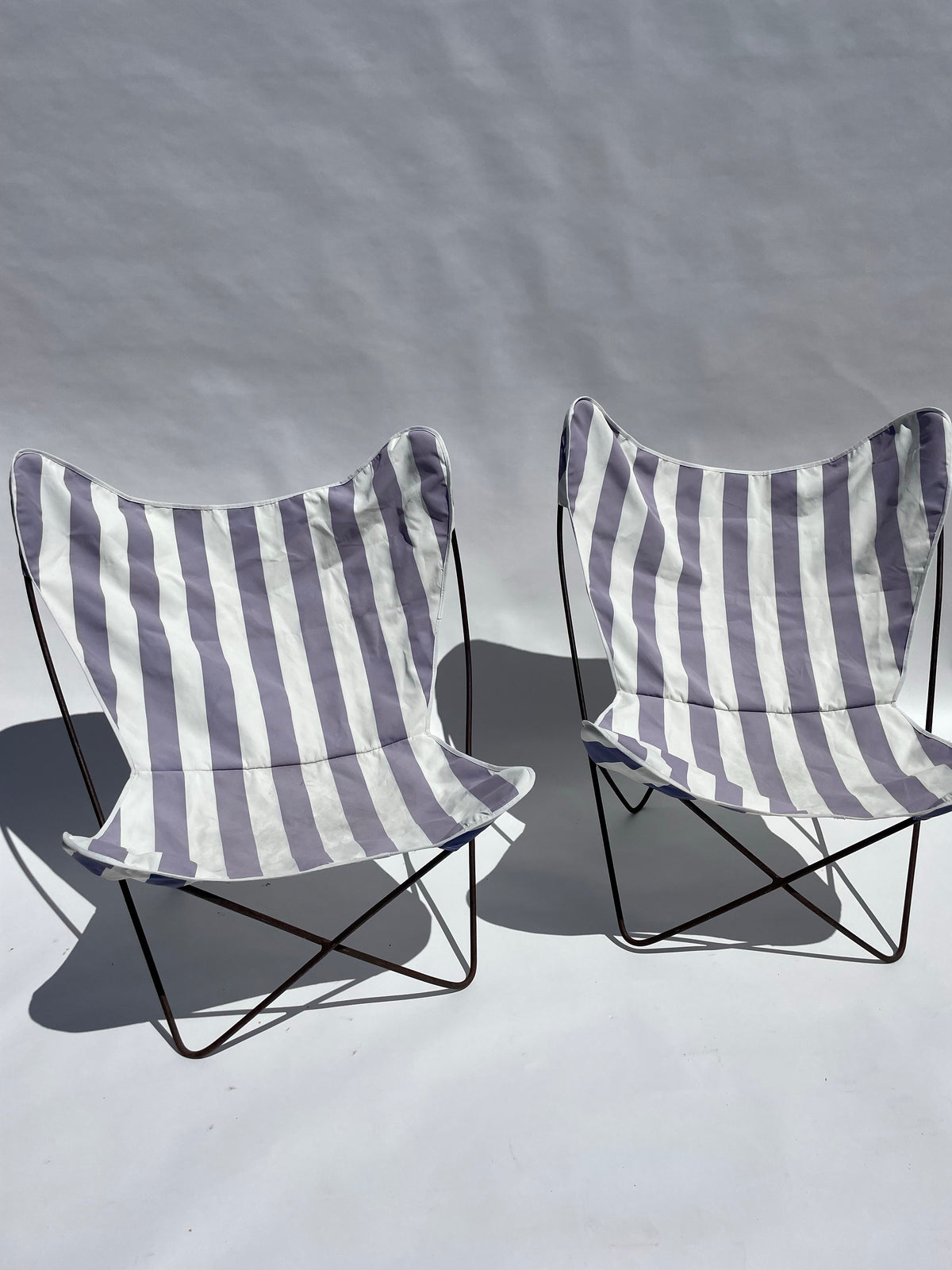 Striped Butterfly Chairs - Two Available