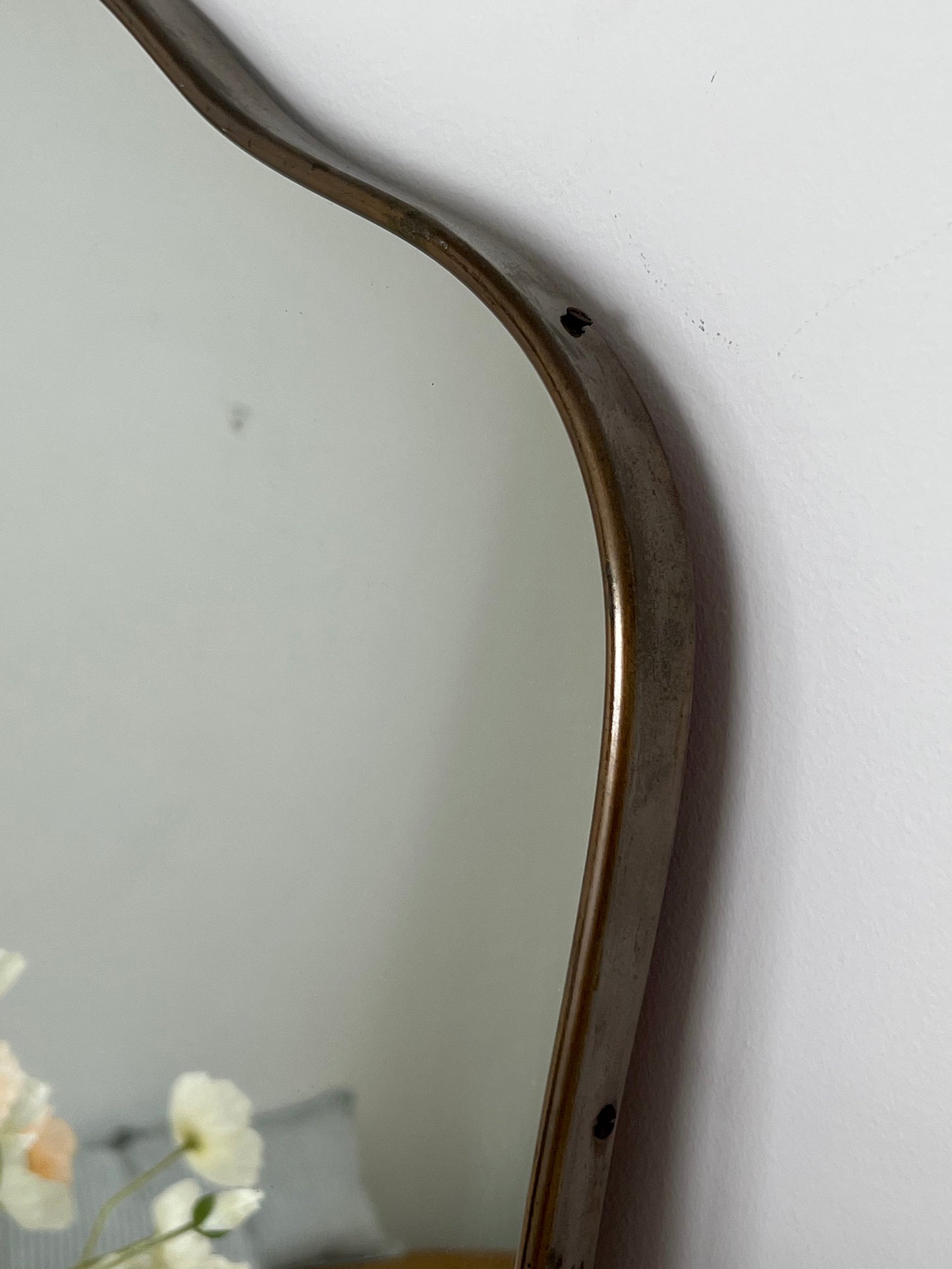 - 1950s Italian Brass Mirror - Curvy