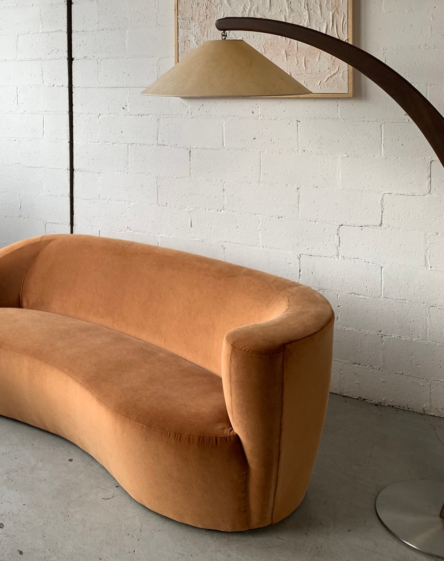 Bespoke Curved Sofa in Ginger Velvet