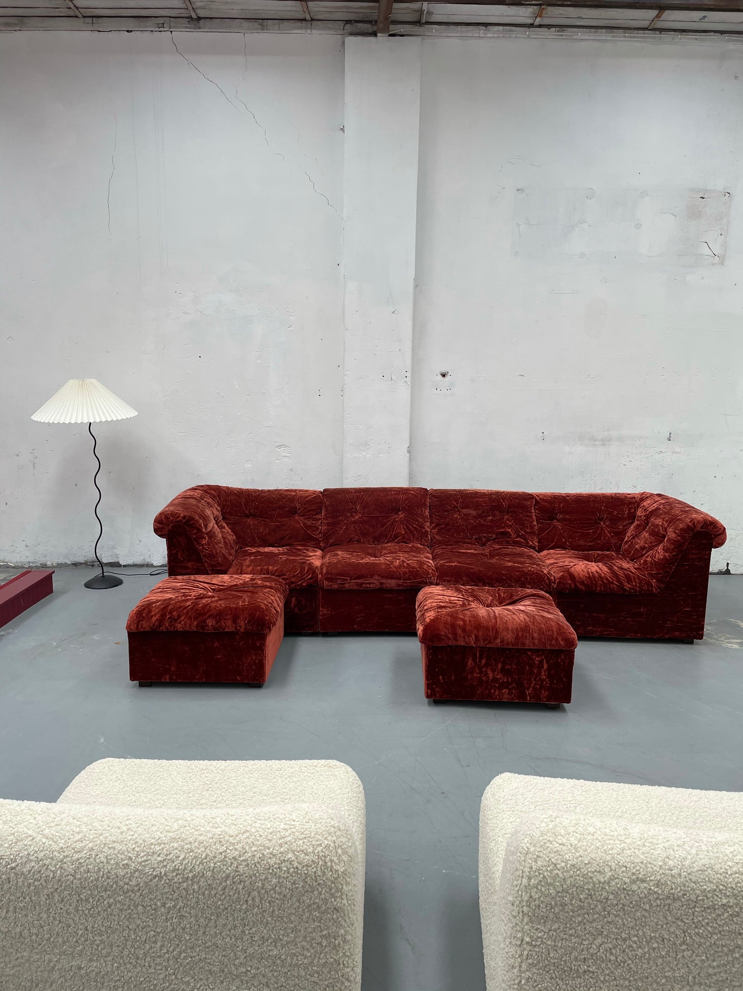 Vintage Velvet Modular Sofa - Seven Piece Set