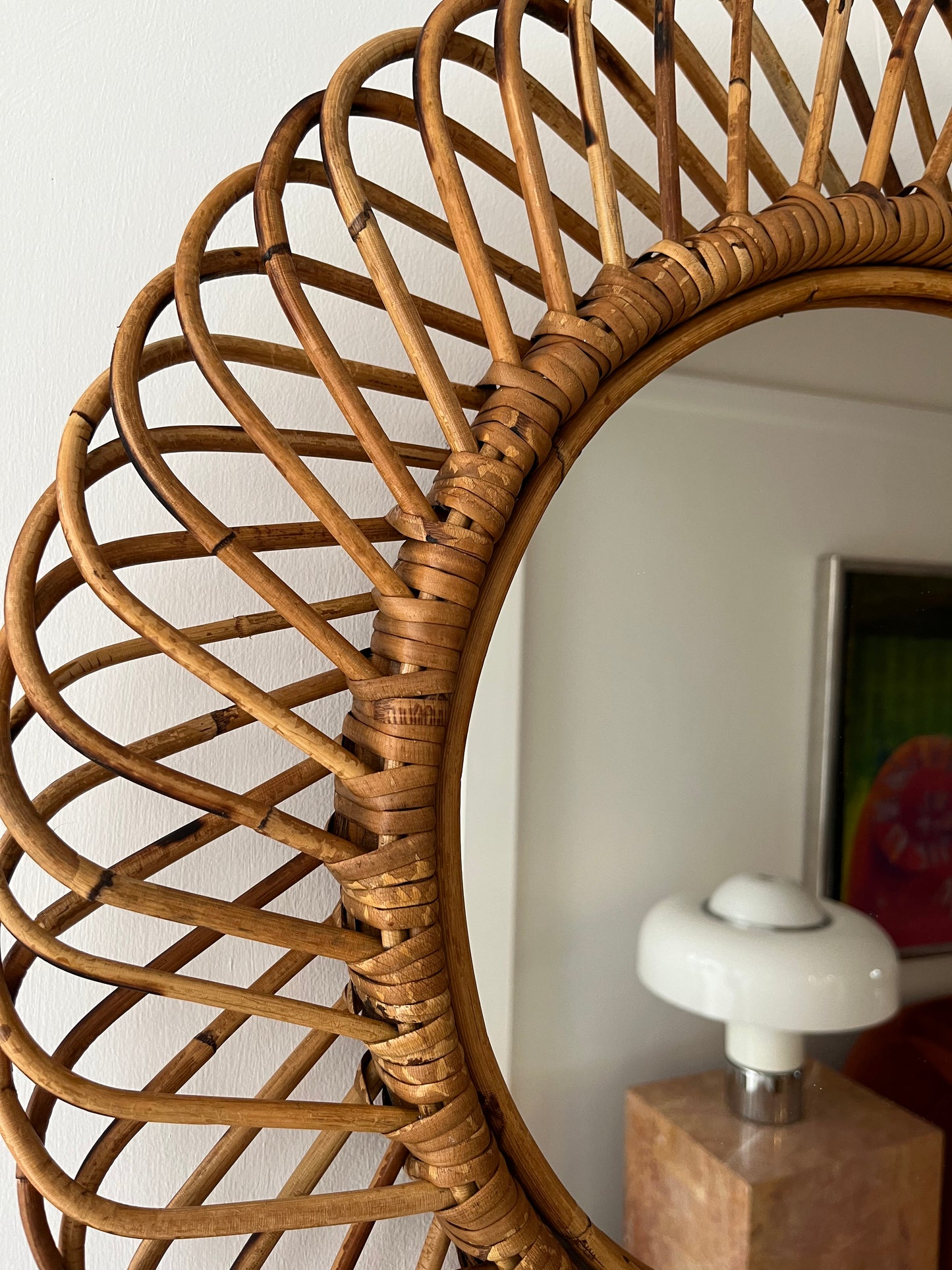 Vintage Italian Bamboo Mirror by Bonacina