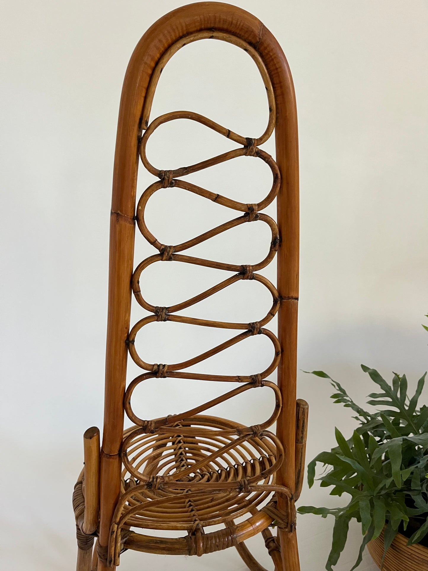 - Vintage Italian Bamboo High Back Chair