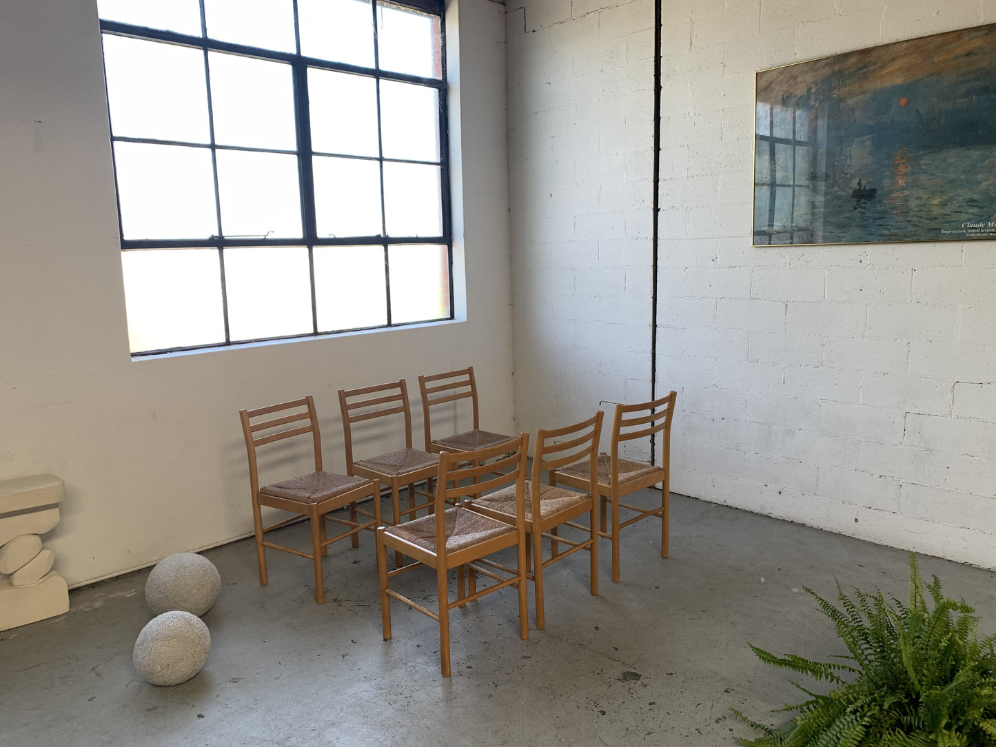 Set of Six Rush Dining Chairs