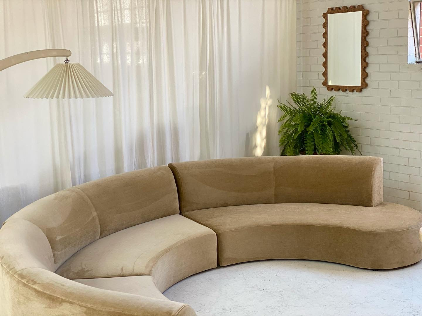 Fawn Velvet Curvy Modular Sofa