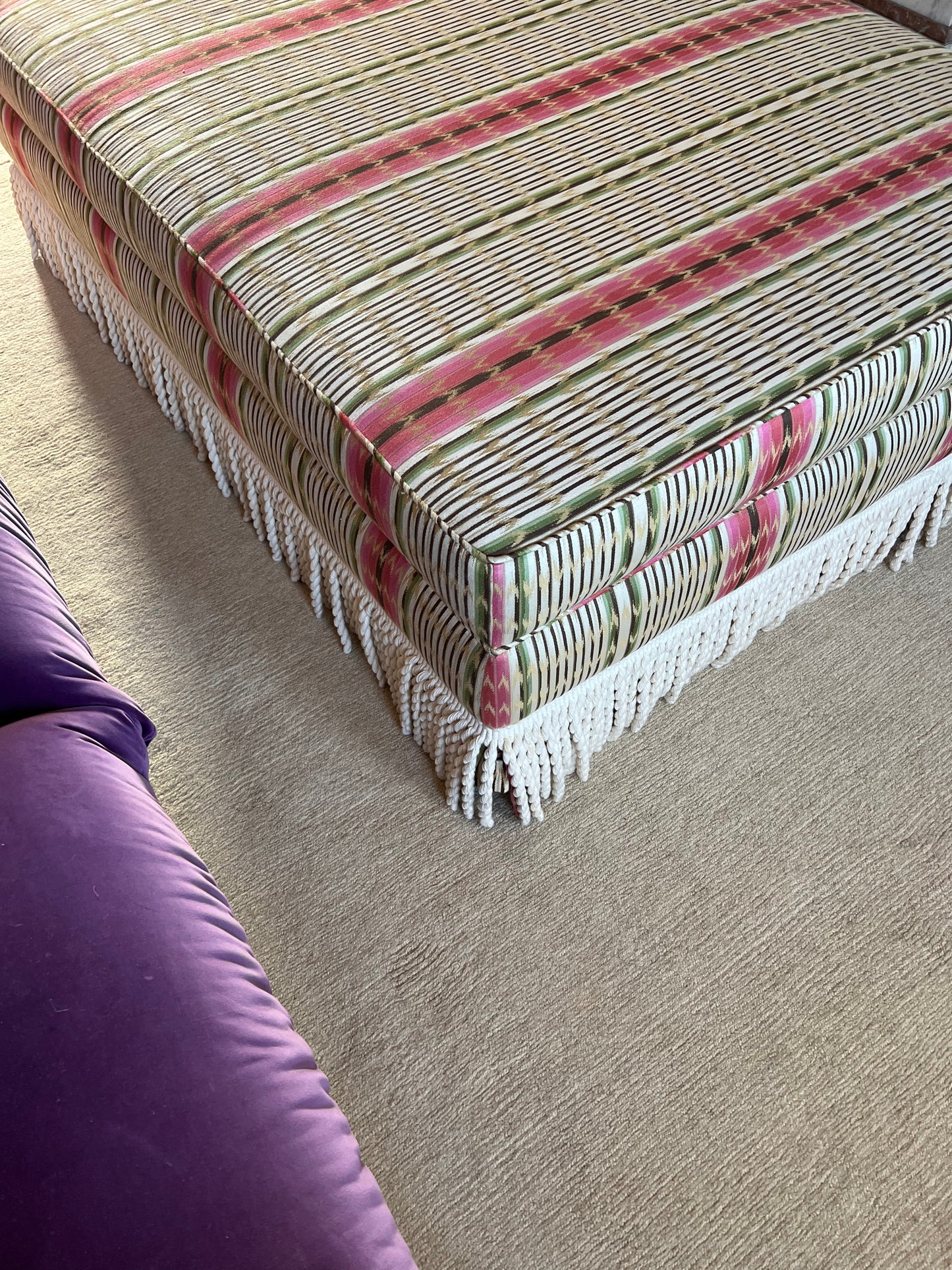 Oversized Ottoman with Bullion Fringe Skirt