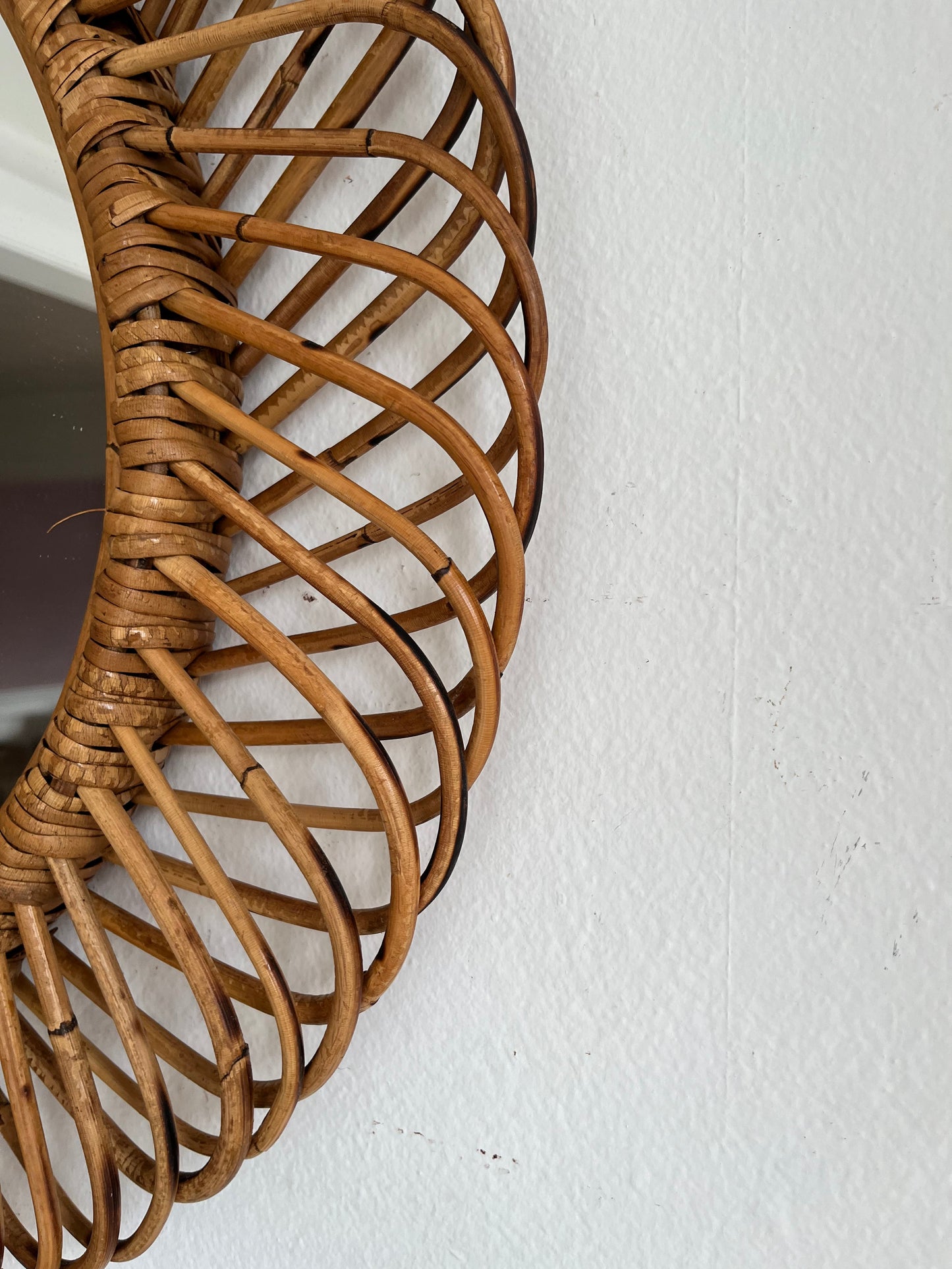 Vintage Italian Bamboo Mirror by Bonacina