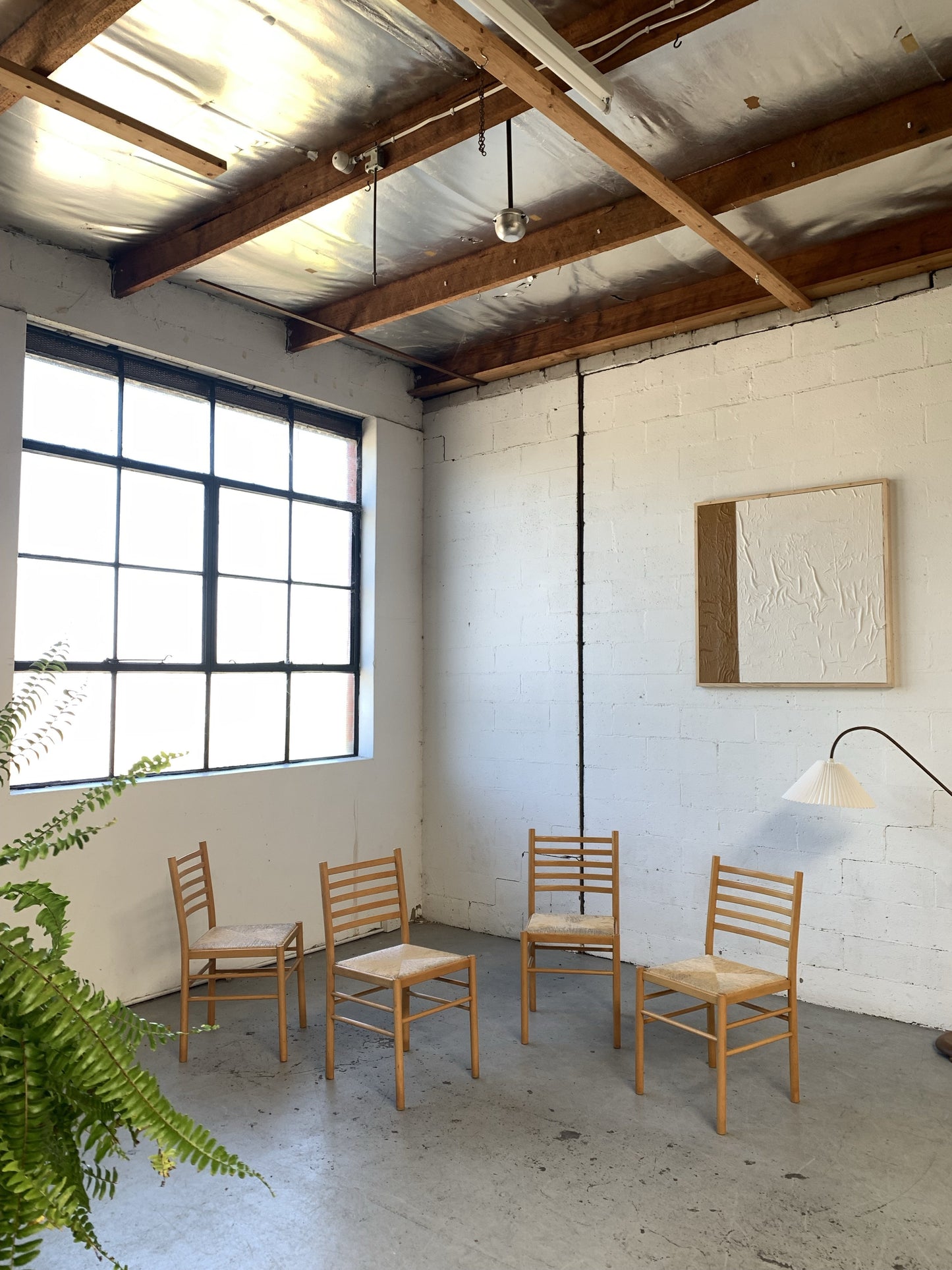 Set of Four Rush Dining Chairs