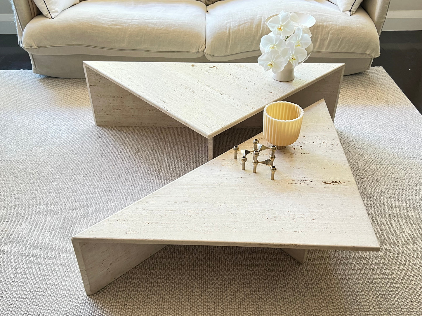 Vintage Italian Split Unfilled Travertine Coffee Table
