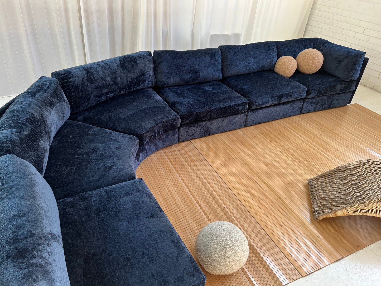 - Bespoke Curved Midnight Chenille Modular Sofa