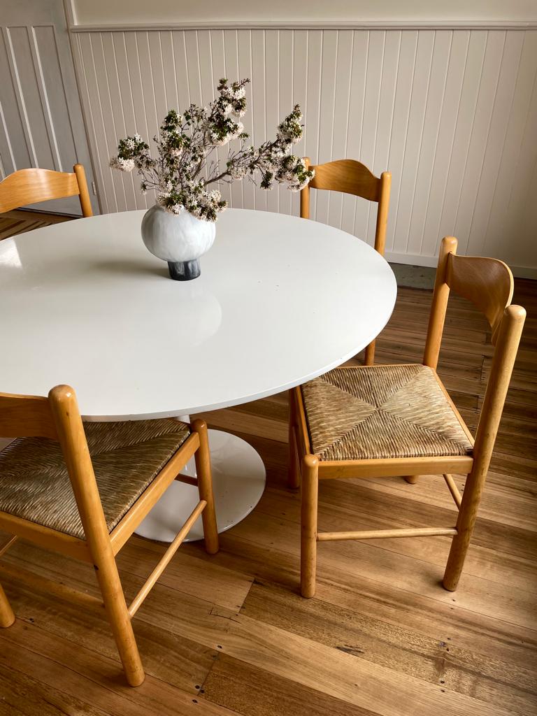 Vintage timber rush dining chairs