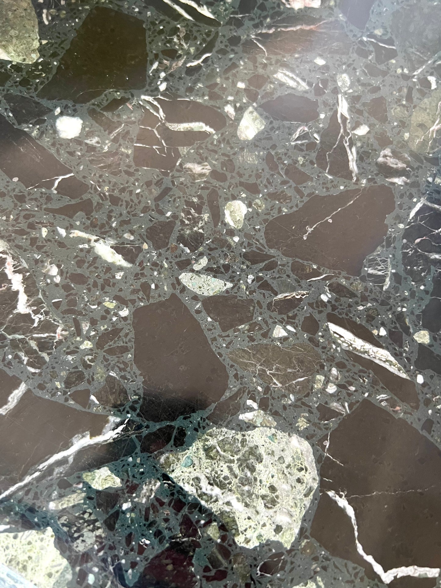 Vintage Green Palladiana Marble & Lucite Table