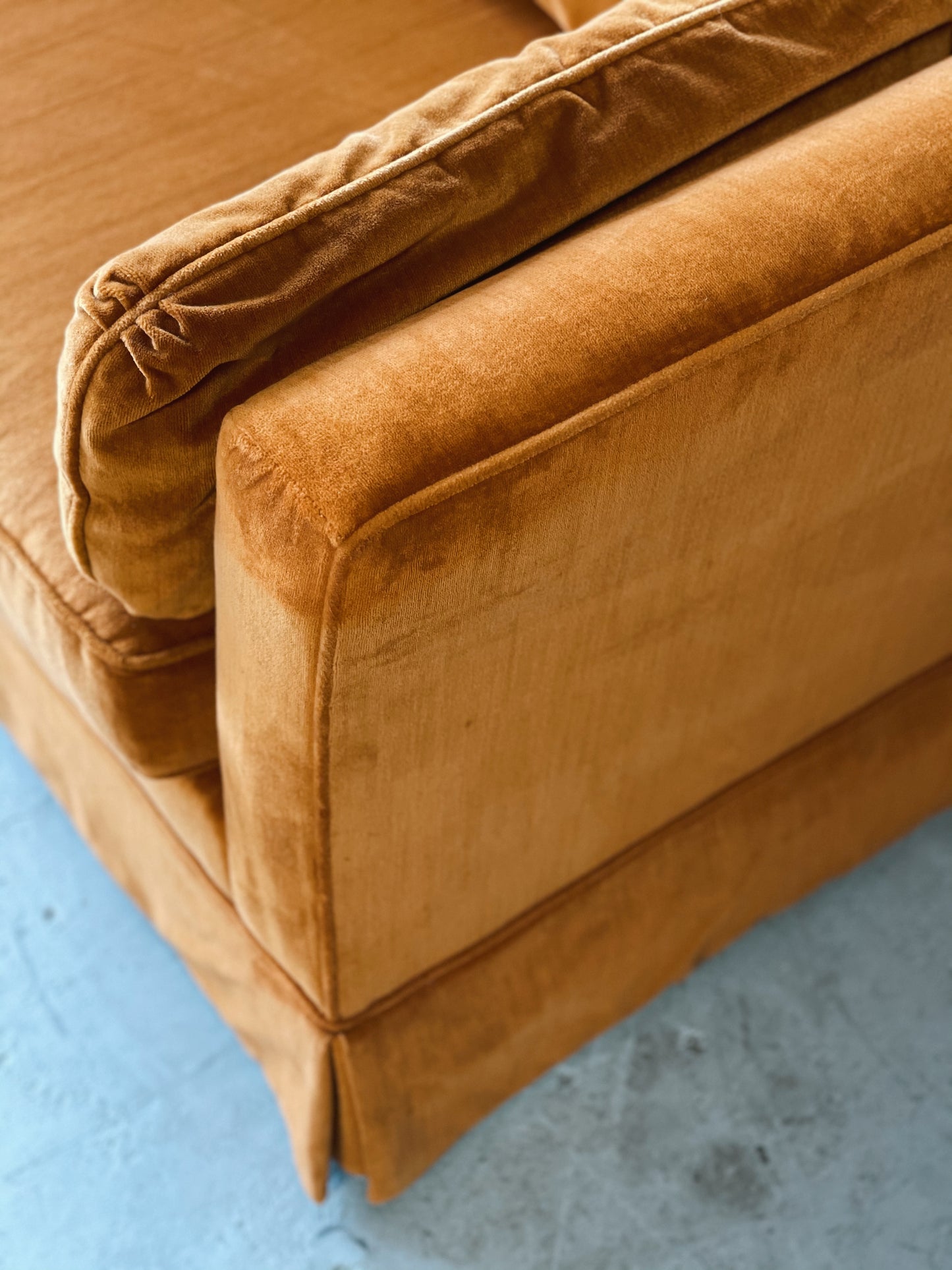 Large Burnt Orange Velvet Lounge