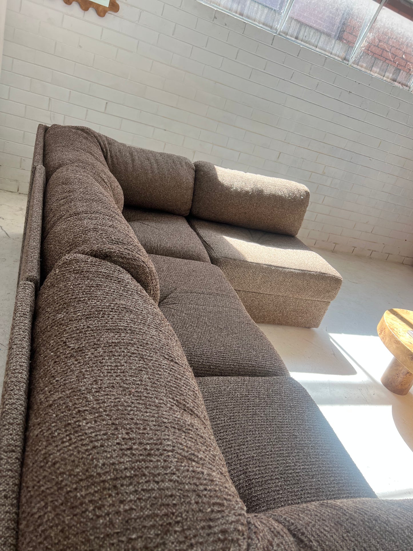 - Vintage Brown Tweed Playpen Modular Sofa