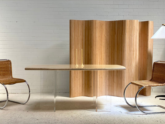 Custom Travertine Lucite Dining Table