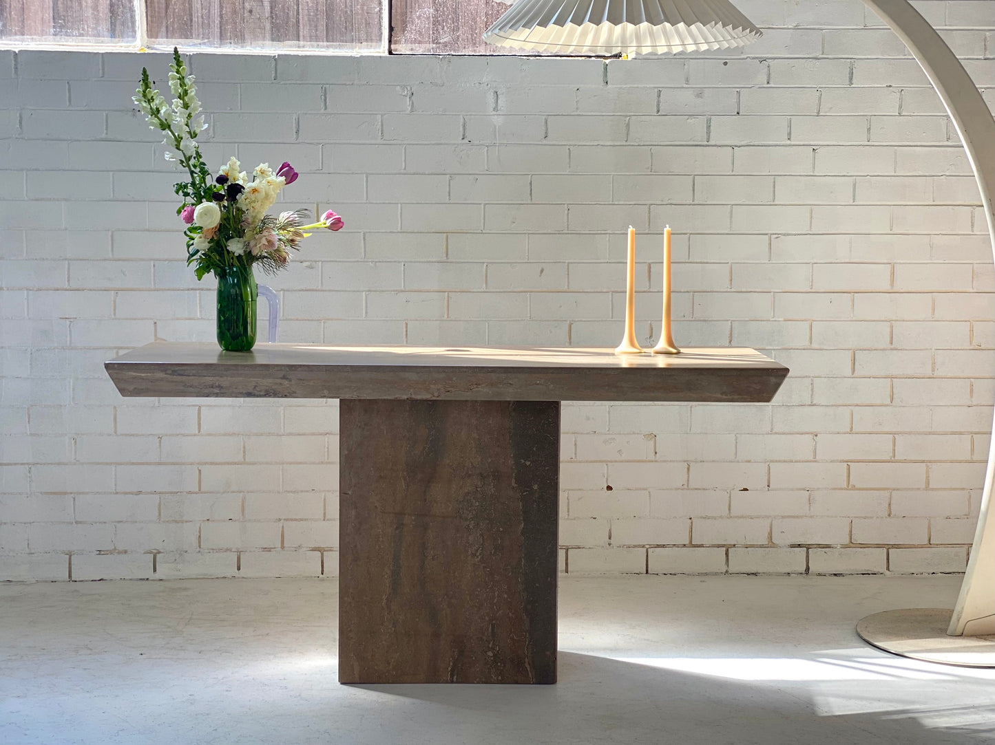 Brutalist Travertine Hall table