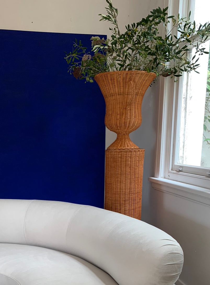 Woven Basket Urn and Pedestal