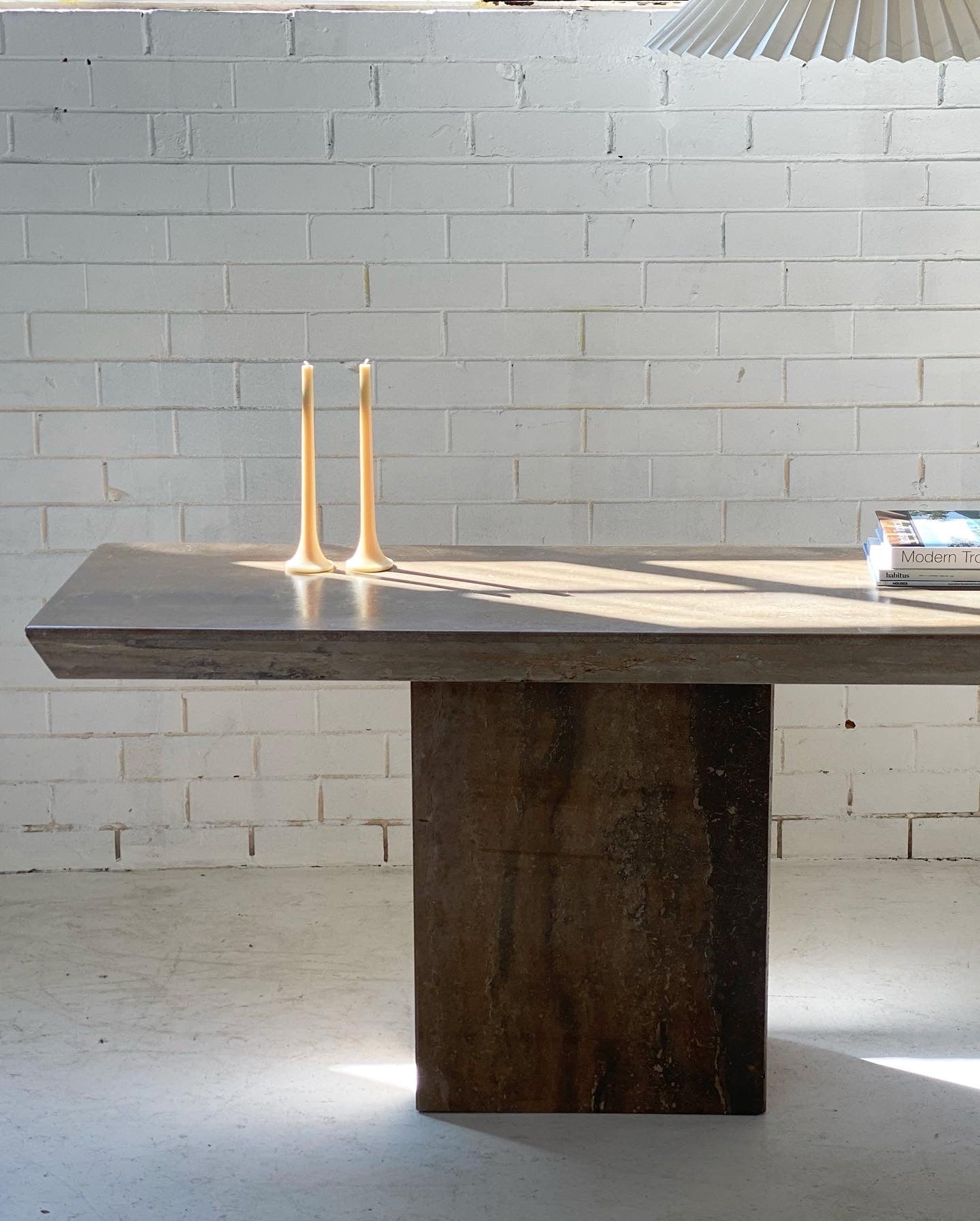 Brutalist Travertine Hall table