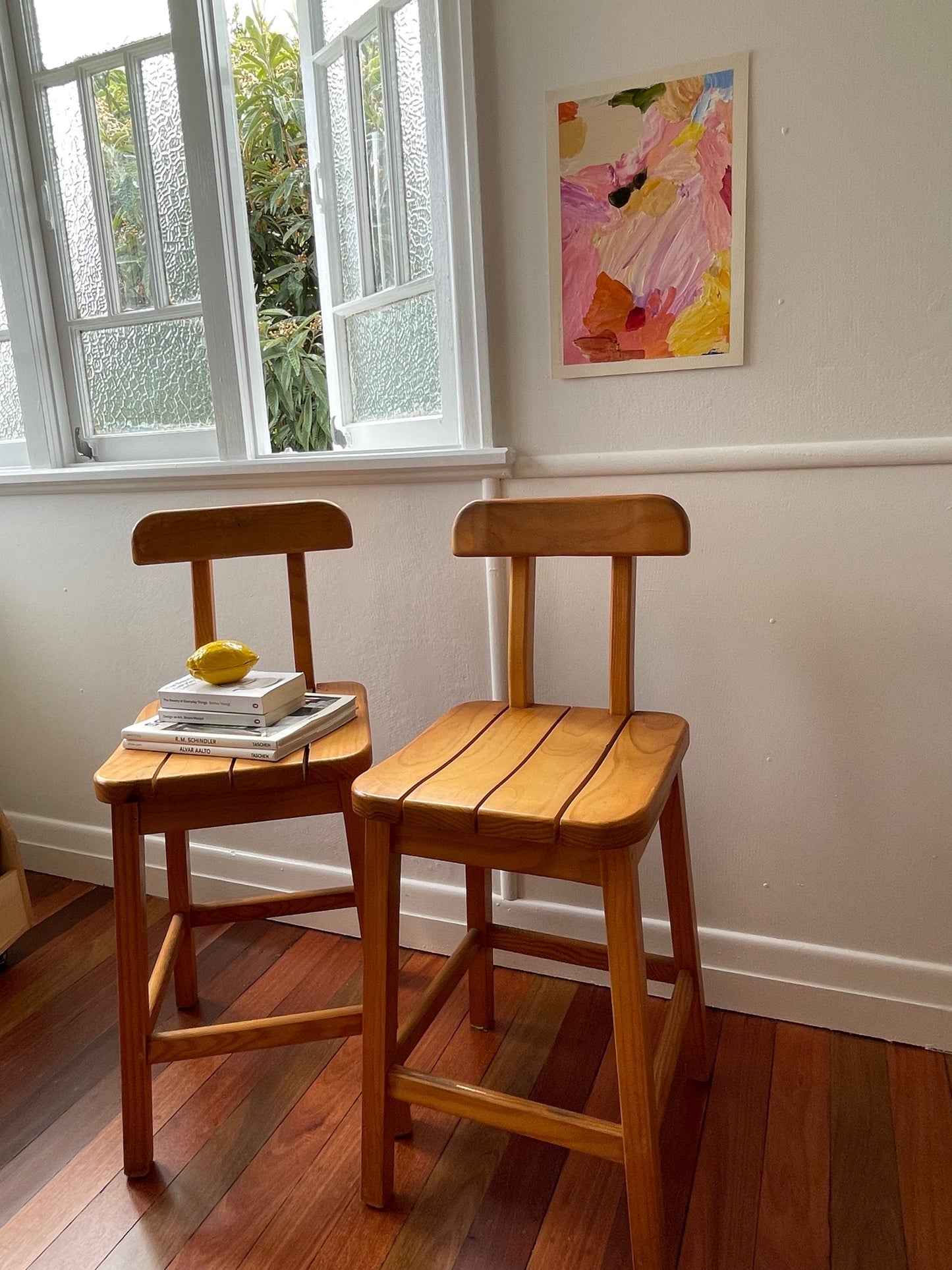 Set of Two Vintage Timber Stools