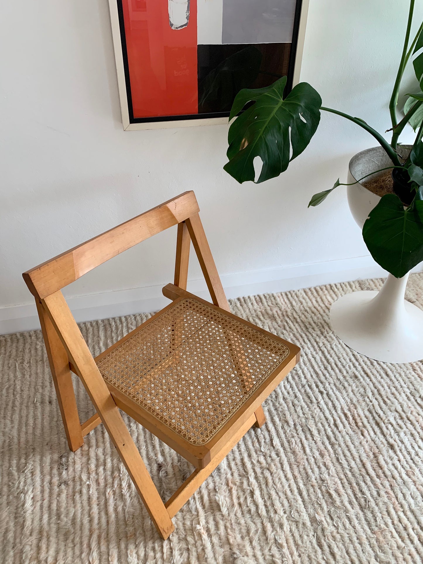 Original 1960’s Aldo Jacober and Pierangela d’Aniello “Trieste” Rattan Folding Chair