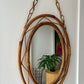Vintage Italian Bamboo Mirror by Bonacina
