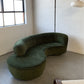 Curved Velvet Sofa in Deep Botanical Green