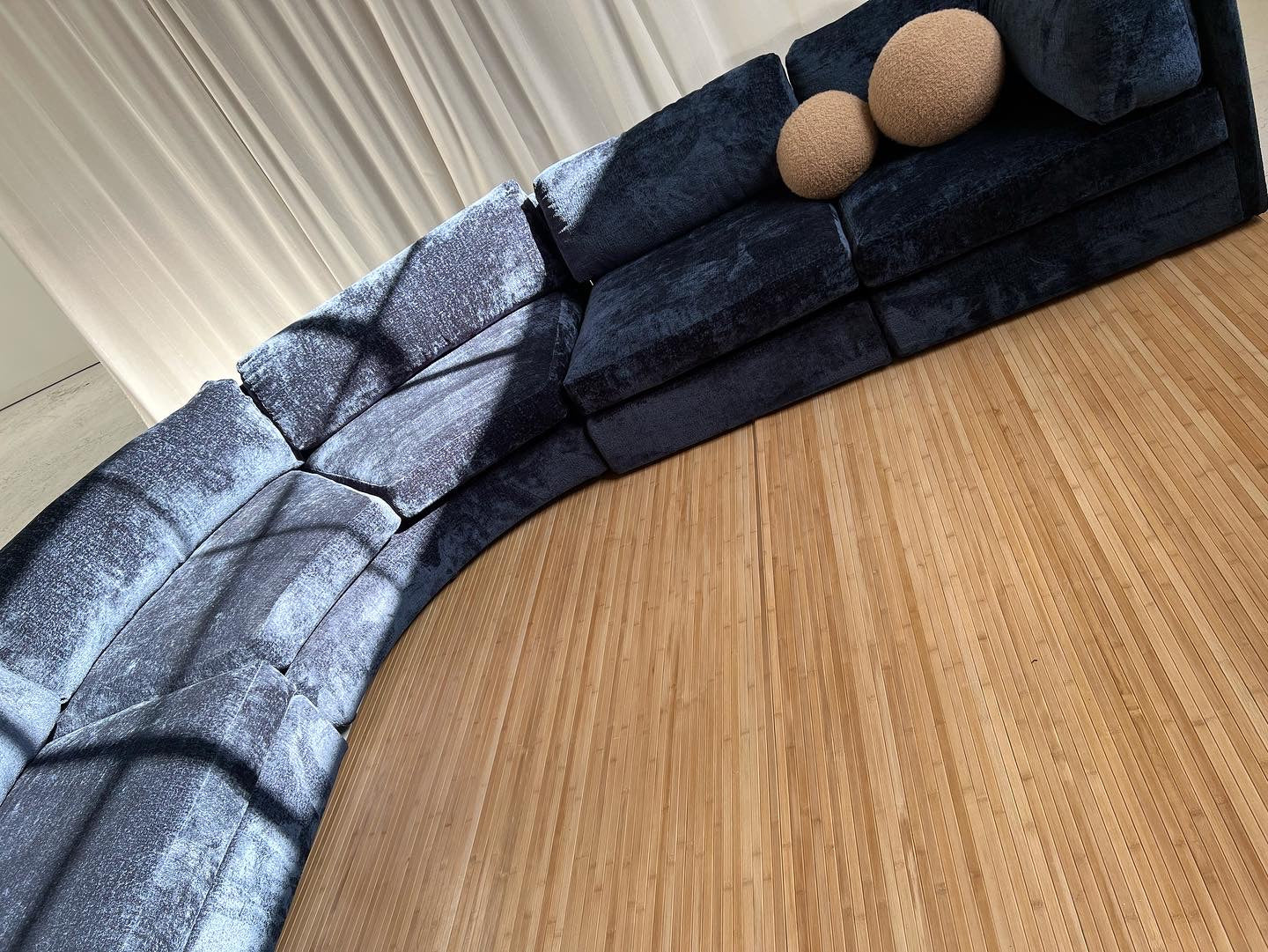 - Bespoke Curved Midnight Chenille Modular Sofa