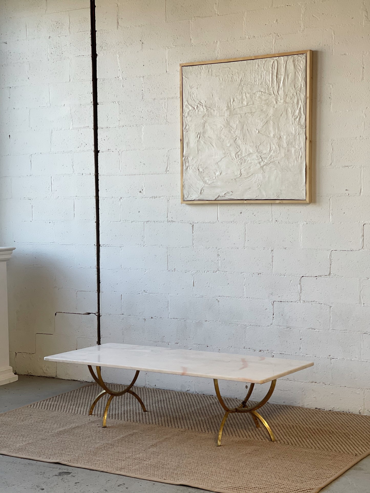 Marble Coffee Table with Brass Base